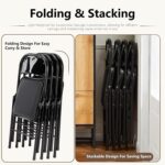 DUMOS 2 Pack Leather Padded Folding Chair, Indoor Outdoor Portable Stackable Commercial Seat with Steel Frame, Capacity for Home, Office, Party, Comfy, Black - Image 8