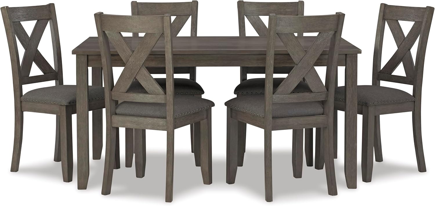 71ncqlHi3uL._AC_SL1500_.jpg Signature Design by Ashley Caitbrook Rustic 7 Piece Dining Set, Include Table and 6 Chairs, Gray - Image 2