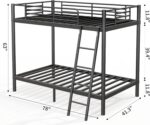 soges Twin Over Twin Metal Bunk Bed with Ladder & Guardrail, Space-Saving Bunk Bed, Heavy Duty Metal Bed Frame for Teens Adults, Black - Image 3