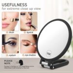 Magnifying Handheld Mirror Double Sided, 1X 15X Magnification Hand Mirror, Travel Folding Held Adjustable Rotation Pedestal Makeup Desk Vanity - Image 4