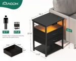 AODK Night Stand with Charging Station, End Table for Bedroom Tall Nightstand with Drawers, Small Nightstand for Bedroom, 4 Tier Storage Bedside Table, Black - Image 3