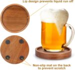 6 Pcs Best Wooden Coasters with Holder Coffee Table Decor Acacia Wood Coaster Set Modern Cup Coaster for Drink Home Dining Table Kitchen Accessories Cute Beer Bar Decorative Rustic Outdoor Coasters - Image 5