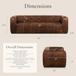 POLY & BARK Capa 92" Sofa – Chocolate Brown Full-Grain Pure-Aniline Italian Leather, Boxy Modern Design, Feather-Fiber Cushions, Solid Wood Frame - Image 3