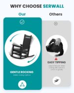 SERWALL Oversized Outdoor Rocking Chair Set of 2, HDPE Rocker for Adults, Patio Rocking Chairs for Porch, Black - Image 7