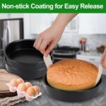 8 Inch Cake Pan, Premium Round Cake Pans Set of 3, Durable Circle Cake Pan with 100 Pieces Parchment Paper, Non-Toxic & Healthy Deep Cake Baking Pans Tins for Birthday Christmas, Dishwasher Safe - Image 4