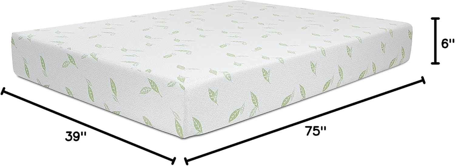 71rlmJdZQXL._AC_SL1500_.jpg NapQueen Twin Size, 6 Inch Anula Green Tea Infused Memory Foam Mattress, Bed in a Box, CertiPUR-US Certified - Image 3