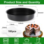 8 Inch Cake Pan, Premium Round Cake Pans Set of 3, Durable Circle Cake Pan with 100 Pieces Parchment Paper, Non-Toxic & Healthy Deep Cake Baking Pans Tins for Birthday Christmas, Dishwasher Safe - Image 3