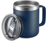 ALOUFEA 12oz Stainless Steel Insulated Coffee Mug with Handle, Double Wall Vacuum Travel Mug, Tumbler Cup with Sliding Lid, Navy - Image 2