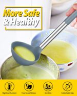 Pack of 2 Ladle Spoon,Silicone Large Spoon for Soup,Non Stick Kitchen Utensils with High Heat Resistant,BPA Free Perfect Kitchen Tools for Cooking, Stirring,Serving Soups (GREY-BLUE) - Image 5