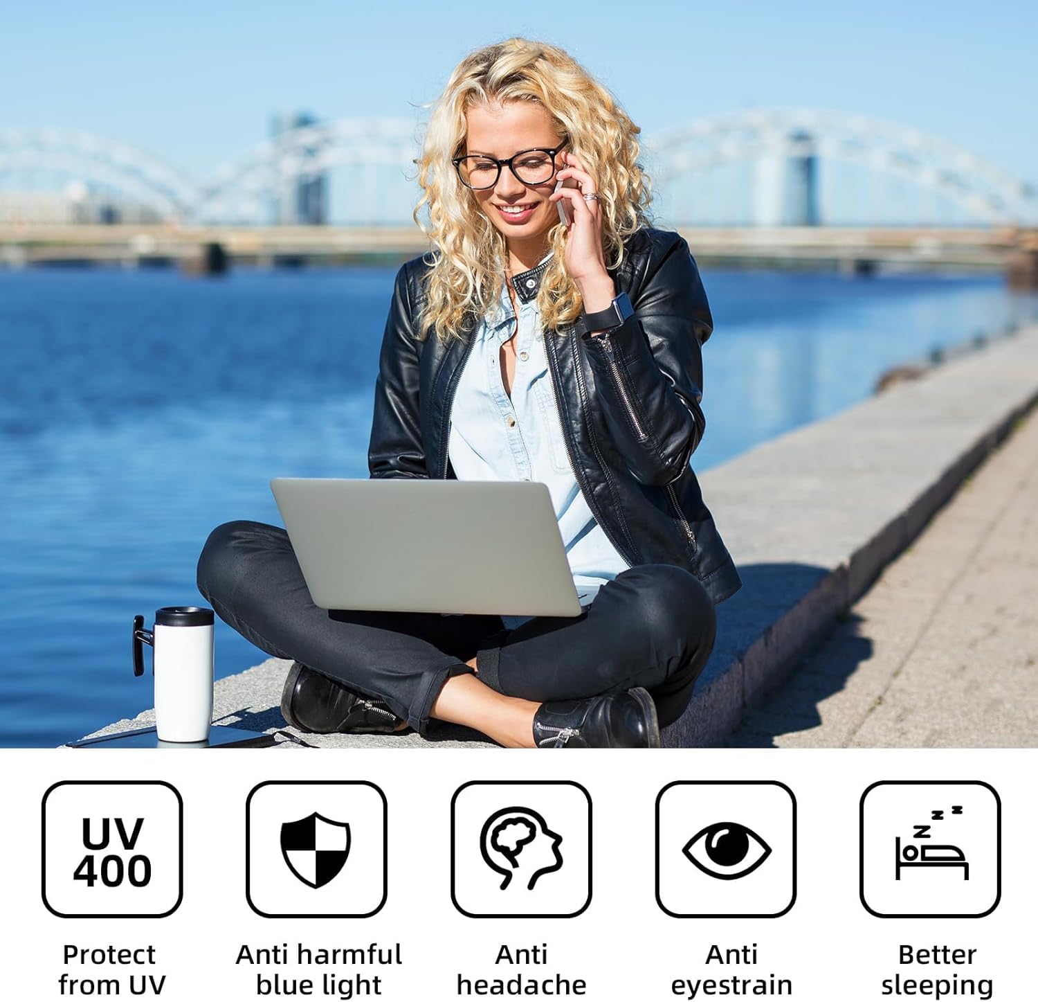 71tCFLM-naL._AC_SL1500_.jpg Okany Blue Light Blocking Glasses for Women Men Woman Black Computer Screen Filter Gaming Glasses Womens Mens 99.9% Blue Light Blocker Round Fashion Eye Glasses - Image 7