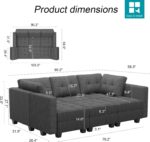 Belffin Modular Sectional Sofa with Storage Sectional Sleeper Couch Modular Sofa Bed for Living Room Dark Grey - Image 3