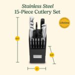 Cuisinart Stainless Steel Hollow Handle 15-Piece Cutlery Block Set, Kitchen Knife Set with Steel Blades for Precise Cutting, Durable Knives with Ergonomic Handles, C77SS-15PK - Image 6