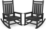 SERWALL Oversized Outdoor Rocking Chair Set of 2, HDPE Rocker for Adults, Patio Rocking Chairs for Porch, Black - Image 2