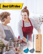 Pack of 2 Ladle Spoon,Silicone Large Spoon for Soup,Non Stick Kitchen Utensils with High Heat Resistant,BPA Free Perfect Kitchen Tools for Cooking, Stirring,Serving Soups (GREY-BLUE) - Image 8