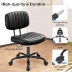 DUMOS Armless Office Desk Chair, Small Height Adjustable Computer Task Chair with Low Back Lumbar Support and 360° Swivel Rolling Wheels for Small Space, Kids and Adults, Dark Black - Image 6