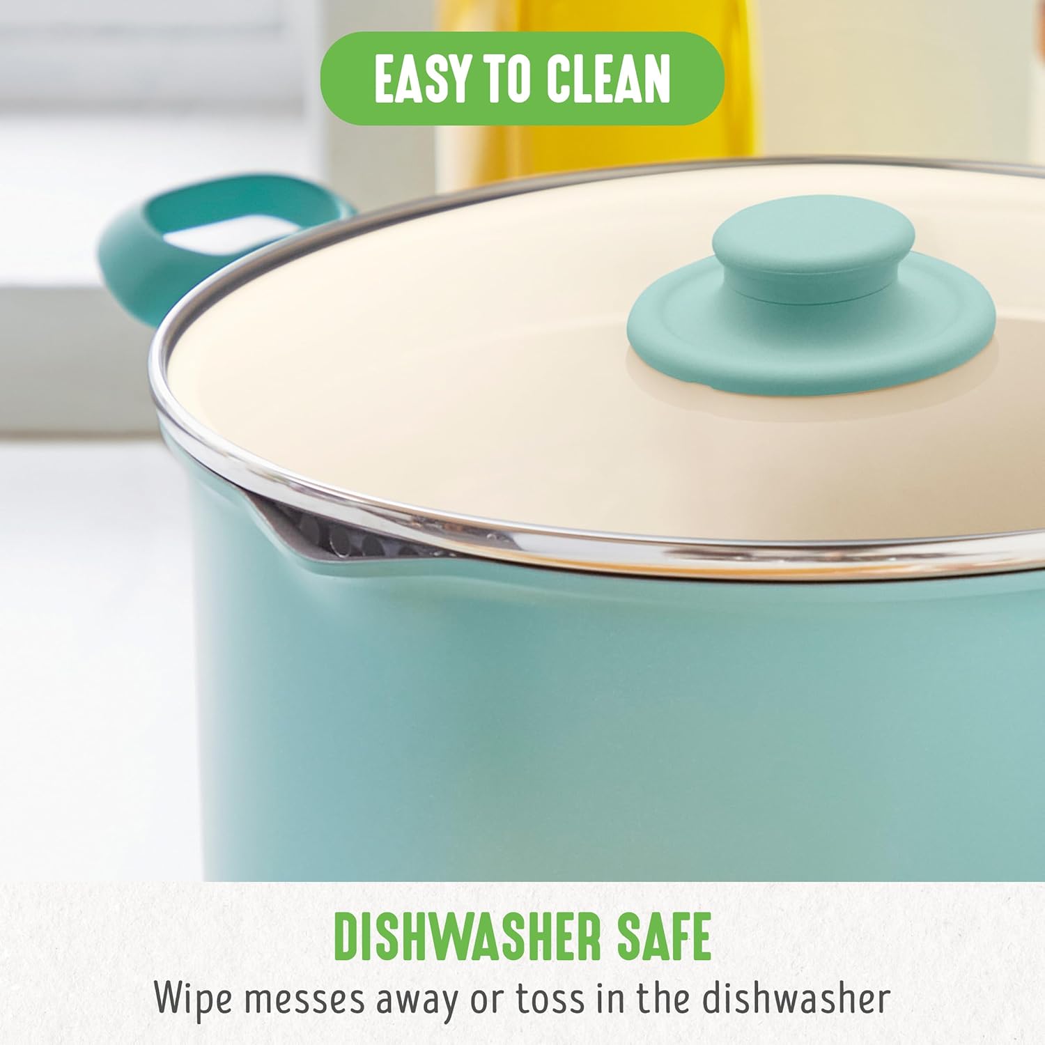 71wqQk2kUeL._AC_SL1500_.jpg GreenLife 6QT Nonstick Stockpot with Straining Lid, Soft Grip, PFAS-Free Ceramic, Pour Spout, Multipurpose Cooking Pot, Sauces & Soups, Milk Pan, Stay-Cool Handles, Dishwasher & Oven Safe, Turquoise - Image 10