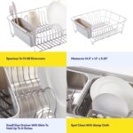 Dish Drying Rack & Cutlery Holder 2 Piece Set - Compact Sink-Fitting Dish Drainer with Rubberized Undercoating, Space-Saving Kitchen Organizer for Plates, Cups, Bowls & Utensils In Sink, Silver - Image 7