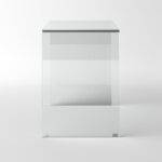 Neos Modern Furniture Bent Glass Computer Desk, Rectangular Shaped PC Laptop Workstation Table for Home Office, Clear - Image 5