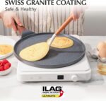 SENSARTE Nonstick Crepe Pan, Swiss Granite Coating Dosa Pan Pancake Flat Skillet Tawa Griddle 12-Inch with Stay-Cool Handle, Induction Compatible - Image 3