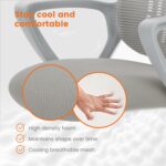Sweetcrispy Office Computer Desk Managerial Executive Chair, Ergonomic Mid-Back Mesh Rolling Work Swivel Chairs with Wheels, Comfortable Lumbar Support, Comfy Arms for Home,Bedroom,Study,Student,Grey - Image 7
