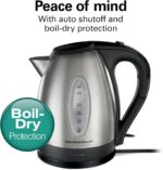 Hamilton Beach Electric Tea Kettle, Water Boiler & Heater, 1.7 Liter, Cordless Serving, 1500 Watts for Fast Boiling, Auto-Shutoff and Boil-Dry Protection, Stainless Steel (40880) - Image 4