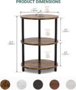 Small Round Side Table - 3-Tier Oval Accent Table for Small Spaces, Rustic Wood and Metal Couch End Table, Nightstand for Bedroom or End Table Living Room, Easy to Assemble, Rustic Brown - Image 3