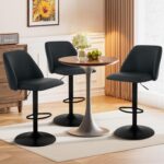 COLAMY Bar Stools Set of 2, Modern Swivel Bar Chairs, Adjustable PU Leather Upholstered Barstools Counter Height with Full Backrest for Bar, Dining Room, Kitchen Island, Black - Image 8