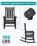 SERWALL Oversized Outdoor Rocking Chair Set of 2, HDPE Rocker for Adults, Patio Rocking Chairs for Porch, Black - Image 4