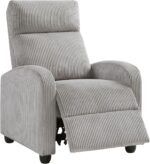 Lexicon Corduroy Pushback Recliner Chair Armchair Push Back Recliner, Solid Wood Frame and Metal Base, Easy Assembly Small Soft Single Sofa Accent Chair for Living Room/Office/Apartment, Light Grey - Image 11
