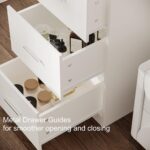 Rovaurx 46.7" Makeup Vanity Table with Lighted Mirror, Large Vanity Desk with Storage Shelf & 5 Drawers, Bedroom Dressing Table, 11 LED Lights, White - Image 6