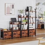 Furologee 5 Tier Bookshelf with Drawer, Tall Narrow Bookcase with Shelves, Wood and Metal Bookshelves Storage Organizer, Industrial Display Standing Shelf Unit for Bedroom, Living Room, Rustic Brown - Image 7