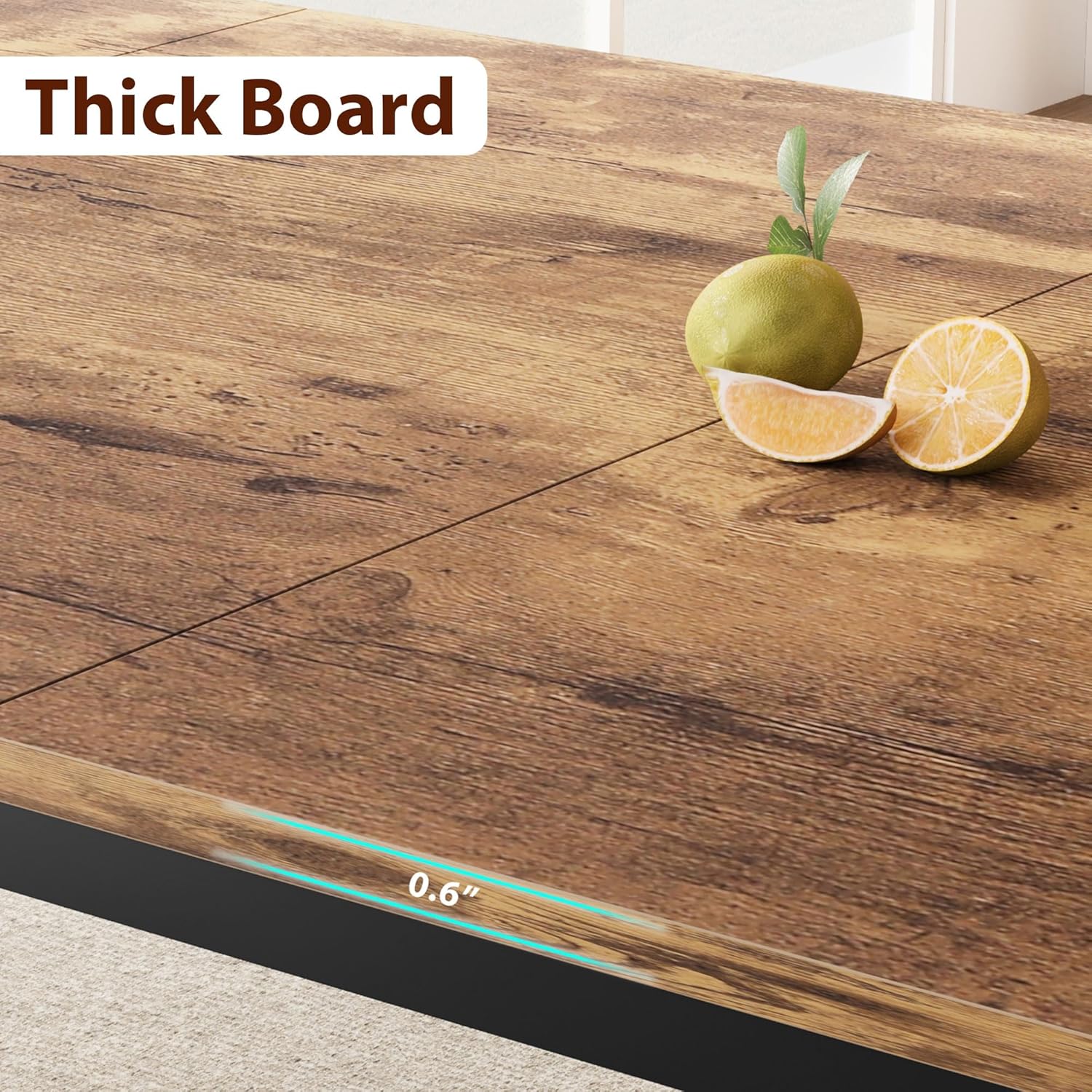 81-DaBBVg5L._AC_SL1500_.jpg GarveeHome Industrial Dining Table for 6-8 People, 78.7 in Long Kitchen Table with Sturdy Metal Frame & Rustic Brown Finish - Seats 6 Rectangular Counter for Dinner, Easy to Install(Only Table) - Image 9