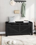 39.4" Storage Bench, Storage Chest, Lift-Top Storage Trunk with 2 Safety Hinges, Wooden Storage Box Chest Organizer for Bedroom, Entryway, Living Room, Black SB04504X - Image 4