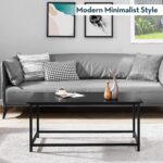 SAYGOER Black Coffee Table Simple Modern Rectangular Center Table Open Space Minimalist for Living Room Home Office Industrial Cocktail Tables, Easy Assembly, 39.37 x 19.69 x 17.72 - Image 5