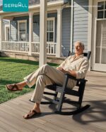 SERWALL Oversized Outdoor Rocking Chair Set of 2, HDPE Rocker for Adults, Patio Rocking Chairs for Porch, Black - Image 3