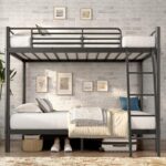 soges Twin Over Twin Metal Bunk Bed with Ladder & Guardrail, Space-Saving Bunk Bed, Heavy Duty Metal Bed Frame for Teens Adults, Black - Image 9