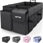HOTOR Trunk Organizer - Car Organizer, Foldable Trunk organizer for SUVs & Sedans, Sturdy Car Organization for Car Accessories, Tools, Sundries, Black, 2 Compartments, 21.3"×12.6"×10.6" - Image 2