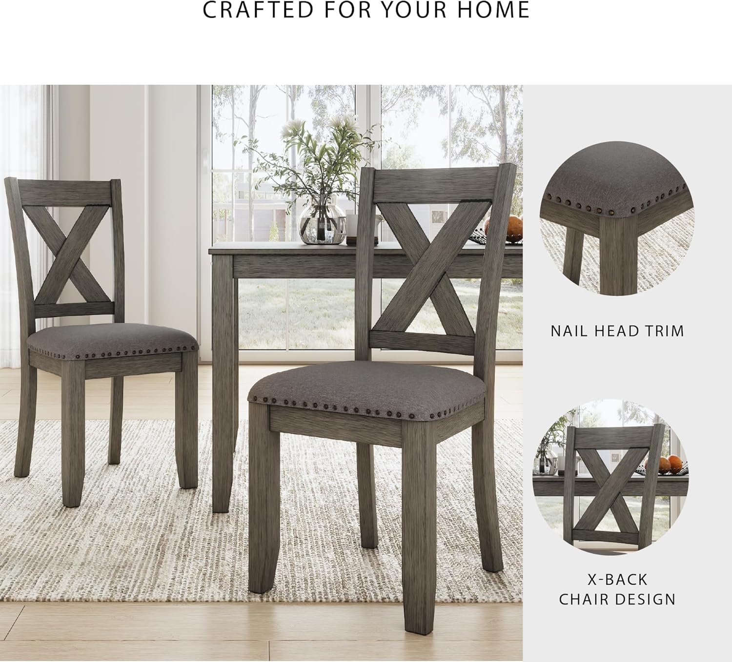 812mmmDJeML._AC_SL1500_.jpg Signature Design by Ashley Caitbrook Rustic 7 Piece Dining Set, Include Table and 6 Chairs, Gray - Image 5
