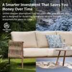 EAST OAK Life Chatter Outdoor Patio Furniture | Outdoor Sofa 3 Seats with Waterproof Thick Cushions | Deep Seating Modern Patio Sofa for Garden, Porch, Balcony & Backyard | Chestnut & Apricot - Image 11