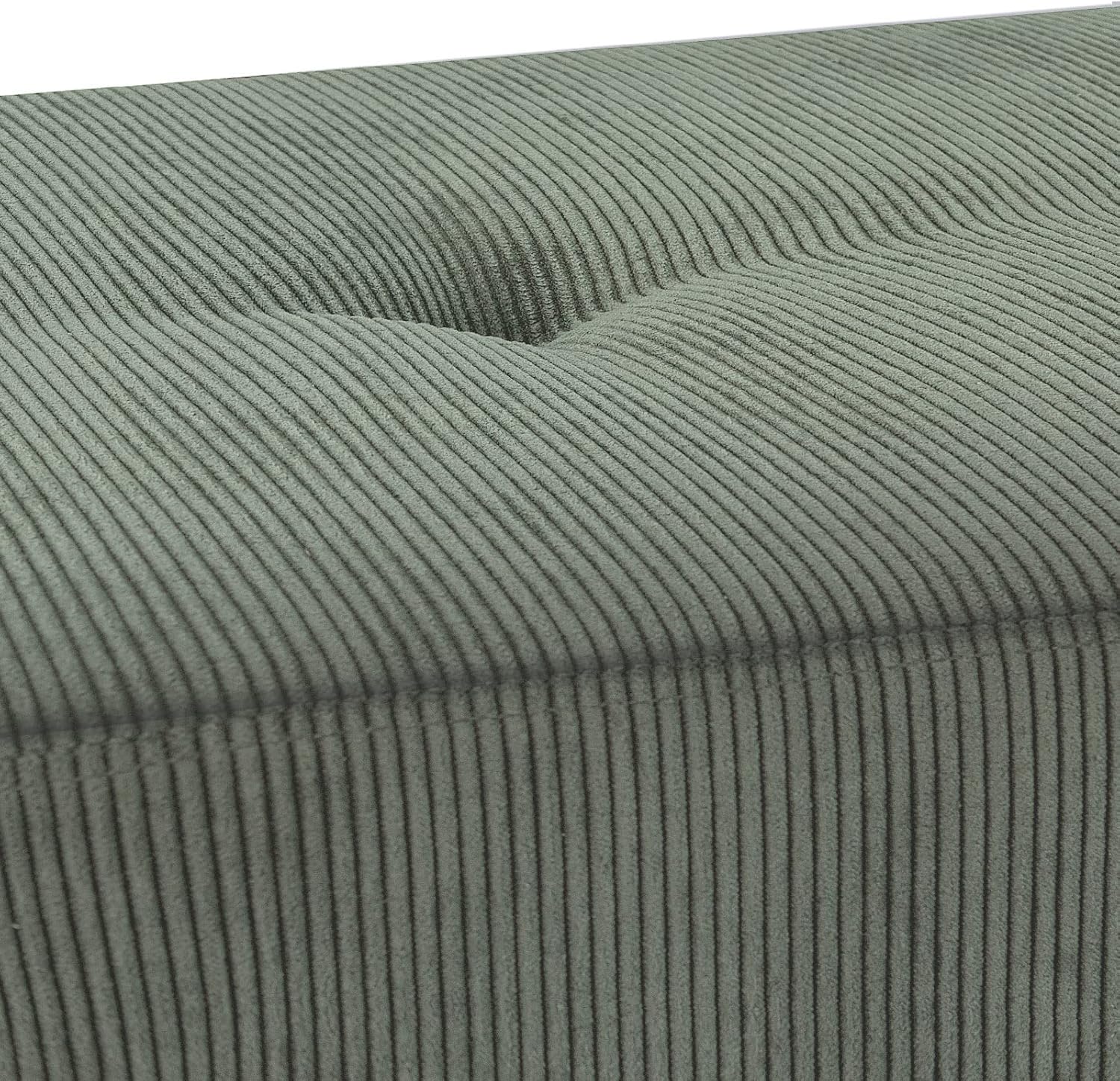 813VN3msouL._AC_SL1500_.jpg Entryway Bench - Green Bench for Bedroom, Modern Ottoman End of Bed, Corduroy Padded Benches for Living Room, Foyer, Mudroom, Hallway - 39" L x 14" W x 17" H - Image 8