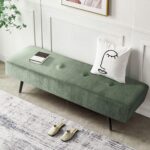 Entryway Bench - Green Bench for Bedroom, Modern Ottoman End of Bed, Corduroy Padded Benches for Living Room, Foyer, Mudroom, Hallway - 39" L x 14" W x 17" H - Image 7