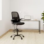 Primy Drafting Chair Tall Office Chair with Flip-up Armrests Executive Ergonomic Computer Standing Desk Chair with Lumbar Support and Adjustable Footrest Ring (Black) - Image 3