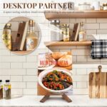 PUERSI Cookbook Stand for Kitchen, Recipe Book Holder for Kitchen Counter, Wooden Cookbook Holder, Rustic Cook Book Holder Stand - Rustic Brown - Image 5