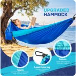 Camping Hammock Lightweight, Portable Hammocks Parachute Hammock with Two Tree Straps, Single or Double Travel Swing Nylon Camp Hammocks, Outdoor Essentials for Beach Backpacking Hiking, Blue - Image 4