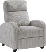 Lexicon Corduroy Pushback Recliner Chair Armchair Push Back Recliner, Solid Wood Frame and Metal Base, Easy Assembly Small Soft Single Sofa Accent Chair for Living Room/Office/Apartment, Light Grey - Image 10