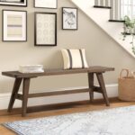 Wnutrees 47" Farmhouse Wood Bench, Dining Room Bench, Entryway Bench for Living Dining Room, Solid Wood, Easy to Assemble, Brown - Image 2