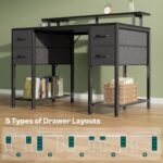 Huuger 47 inch Computer Desk with 4 Drawers, Gaming Desk with LED Lights & Power Outlets, Home Office Desk with Large Storage Space for Bedroom, Work from Home, Black - Image 7