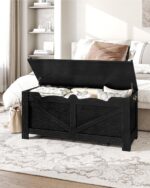 39.4" Storage Bench, Storage Chest, Lift-Top Storage Trunk with 2 Safety Hinges, Wooden Storage Box Chest Organizer for Bedroom, Entryway, Living Room, Black SB04504X - Image 5
