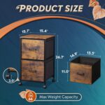 DEVAISE 2 Drawer Mobile File Cabinet, Rolling Printer Stand, Fabric Vertical Filing Cabinet fits A4 or Letter Size for Home Office, Rustic Brown Wood Grain Print - Image 4