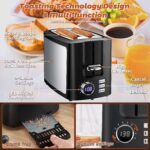 Toaster 2 Slice Wide Slot Toaster Best Rated Prime Displav Smart Toasters with LCD Digital Countdown Timer and Bagel/Defrost/Cancel/Reheat Function - Image 7